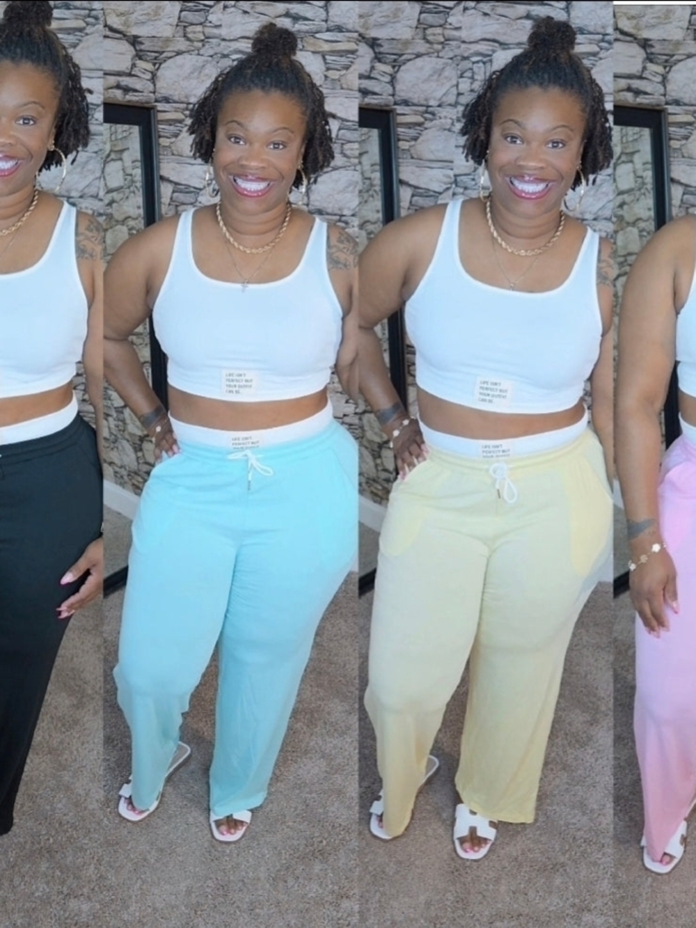 Women's Cotton Drawstring Lounge Pants - Pastel Colors